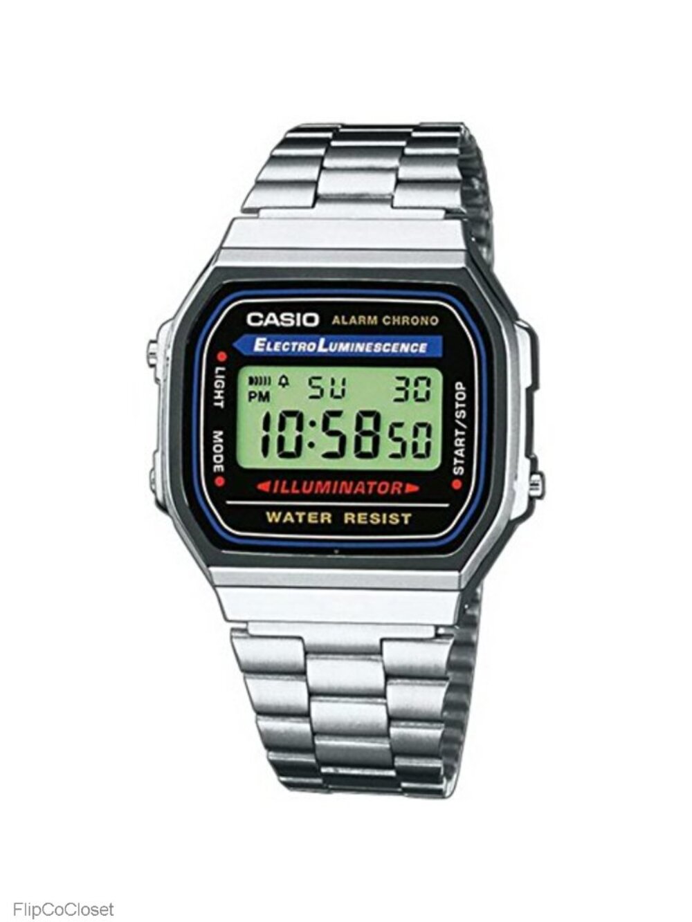 Casio Digital Watch Stainless Steel Bracelet EL Backlight